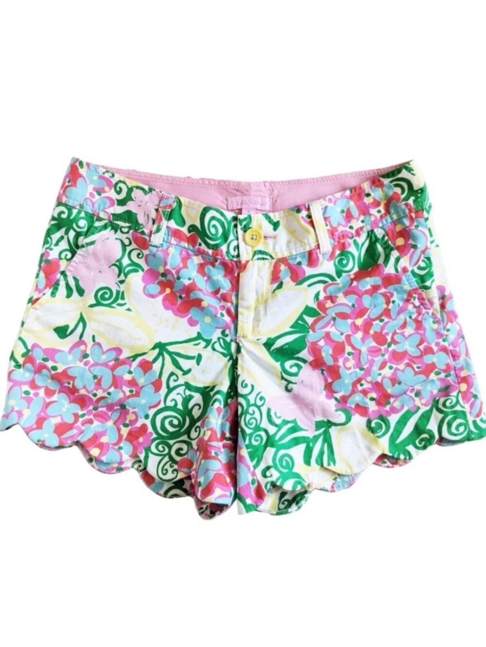 Lilly Pulitzer Buttercup Shorts SZ 0 Scalloped Hem Multicolor Mariposa Preppy